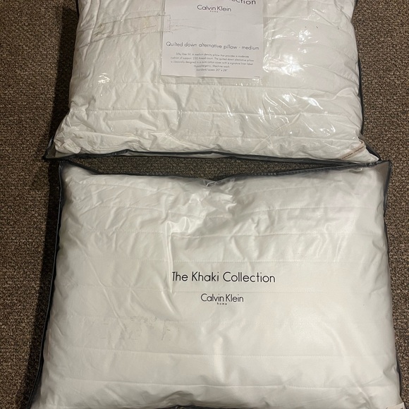Calvin Klein Khaki Collection Quilted White Pillows